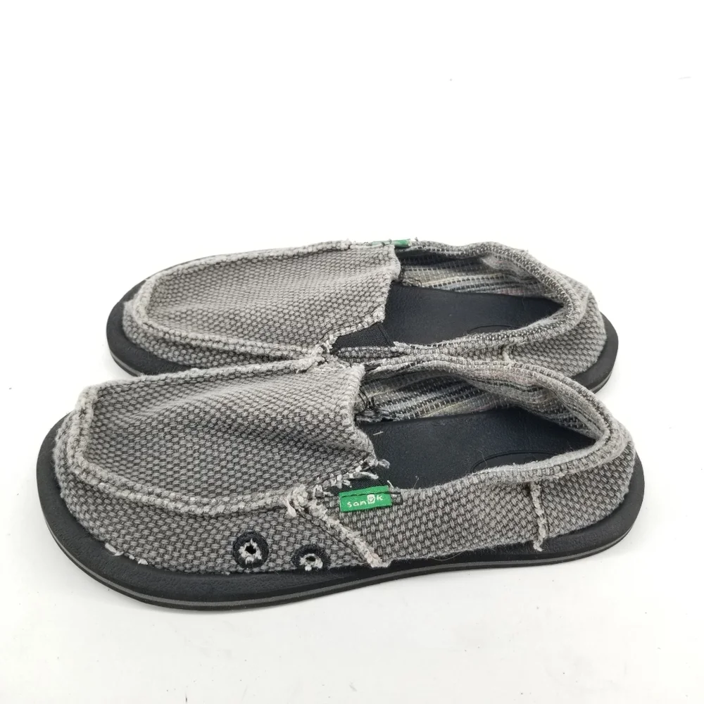 B31 Sanuk Kids Youth Gray Vagabond Slip On Loafer Sidewalk Surfers Shoes Size 2